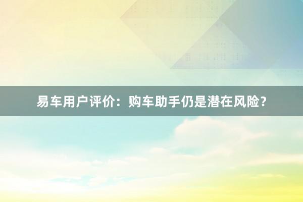 易车用户评价：购车助手仍是潜在风险？